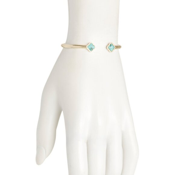 Kendra Scott Mallory Gold Cuff Bracelet In Variegated Turquoise Magnesite/NWT - Picture 3 of 8